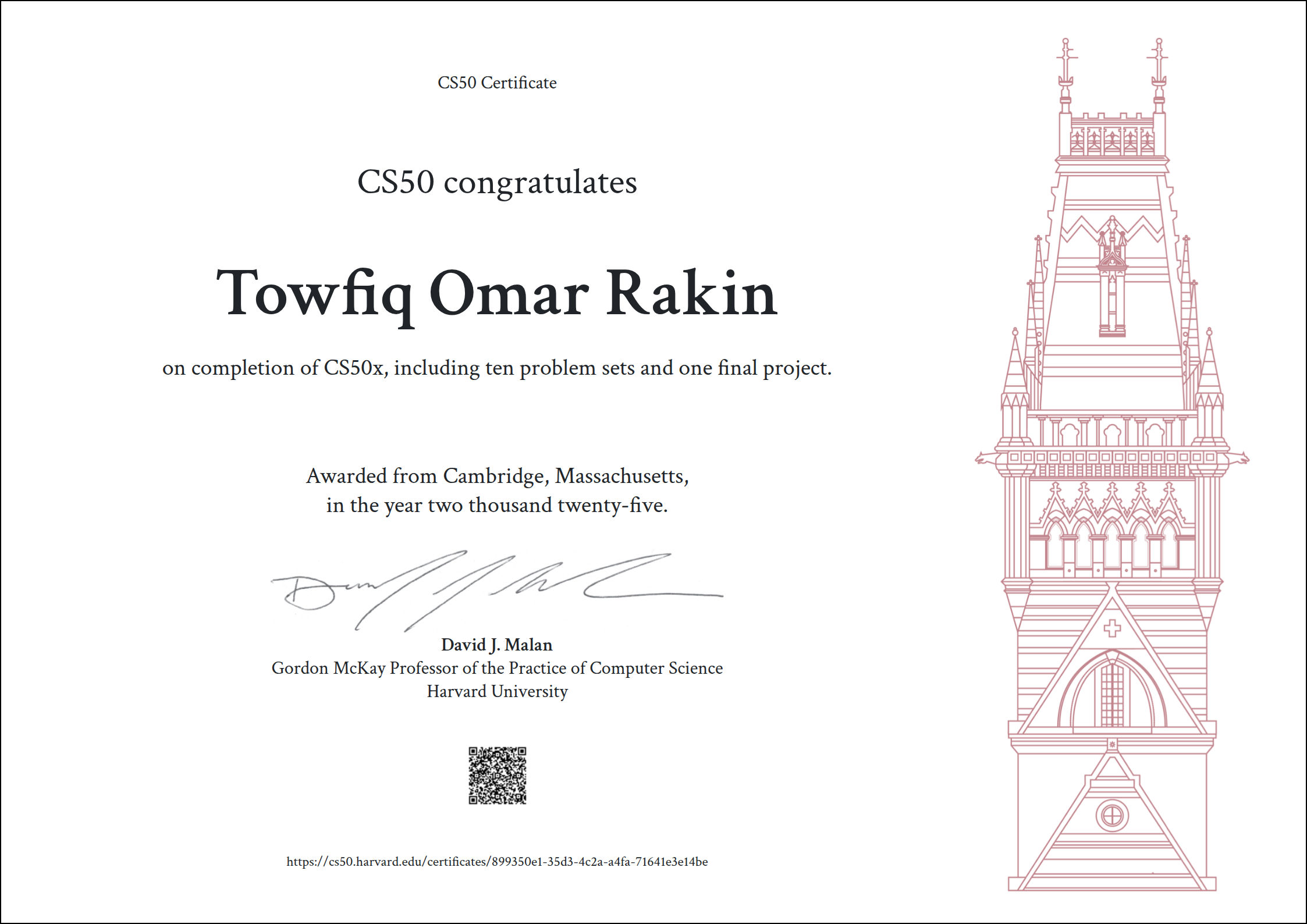 Certificate of Rakin